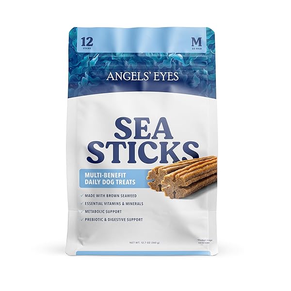 ANGELS’ EYES SEA STICKS MULTI-BENEFIT DAILY DOG TREATS WITH BROWN SEAWEED GUT HEALTH & METABOLIC SUPPORT GRAIN-FREE, GLUTEN-FREE, PLANT-BASED NORTH SEA MEDIUM 12CT