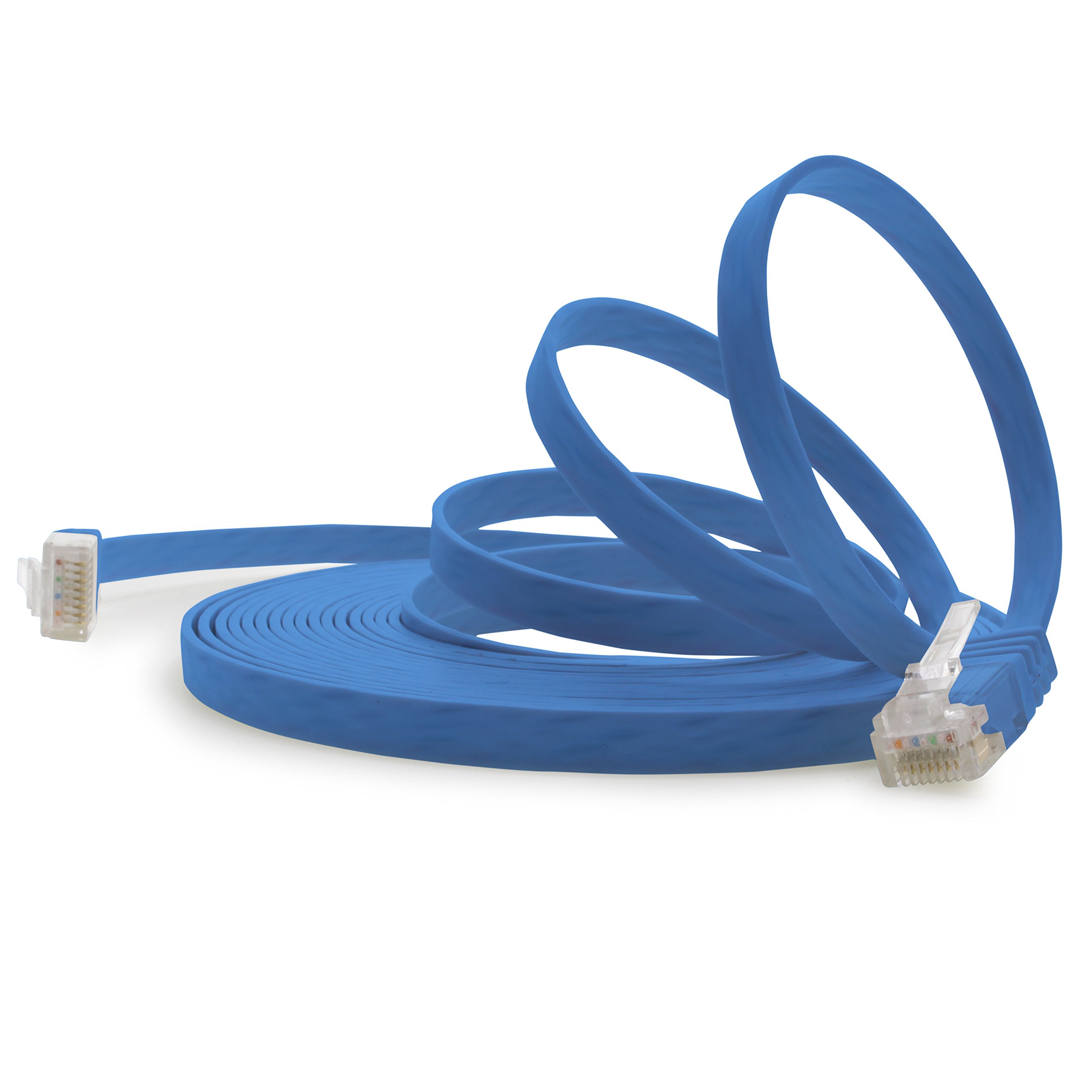 1aTTack.de 10m - Blue - 1 piece - Cat.6 Flat Network Cable Cat6 Flat Cable Ultra Flat Cat.6 Patch Cable 1000 Mbit/s Gigabit LAN (RJ45) Flat Slim Micro