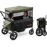 BabyVista Stroller Wagon for Kids, One-Hand Adjustable Push/Pull Handle | Spacious Storage, 8"/11" All-Terrain Wheels, Canopy with Bug Net, Wagon Stroller for Daily Walks, Short Trips &amp; Grocery Runs