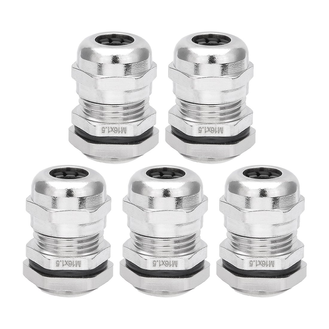 Sourcingmap Cable Gland M16 Metal Waterproof Cable Glands Joints Adjustable Connector for 4-8mm Dia Wire Range, Pack of 5