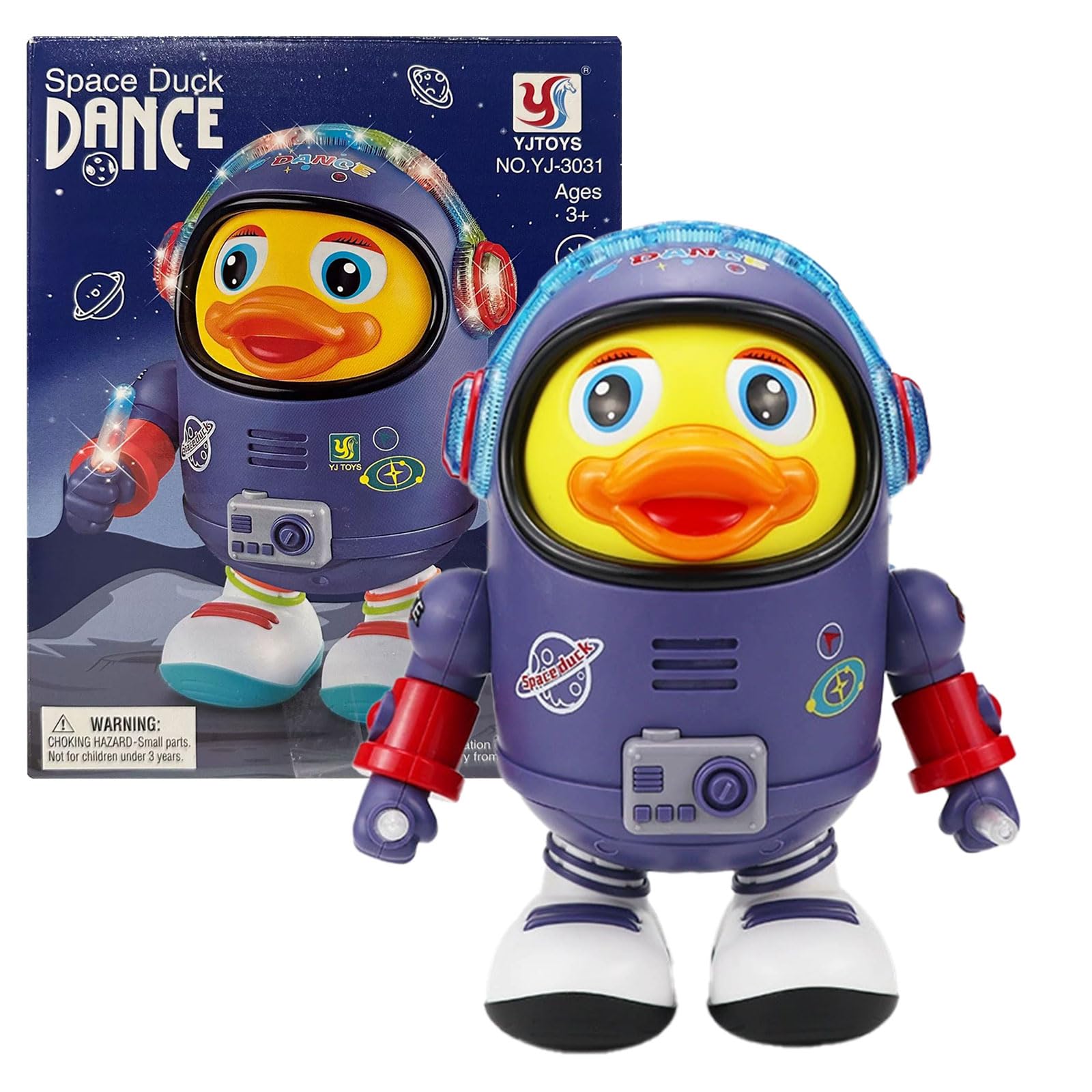 Embhlitfe Dancing Space Duck Robot Toy, Electric Musical Dancing Duckonaut with LED Lights & Sounds, Early Educational Sensory Disco Dancings Ducks Toy, Interactive Astronaut Duck Gift for Toddlers