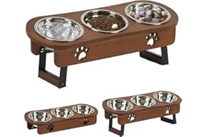 CILXGQLN Raised Cat Food Bowl, 2 Height Elevated Cat Bowls for Cats Small Dogs Puppy, Tilted Elevated Dog Bowls, 3 Bowl Cat Feeder Dog Pet Bowl Stand
