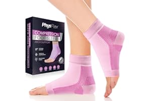 PhysFlex Compression Socks for Plantar Fasciitis, Achilles Tendonitis Relief - (1 Pair) Ankle Compression Sleeve for Heel Spurs, Foot Swelling & Fatigue - Arch Support Brace for Everyday Use
