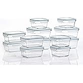GLASSLOCK 24 Piece Oven Microwave Safe Glass Food Storage Containers Set w/Lids