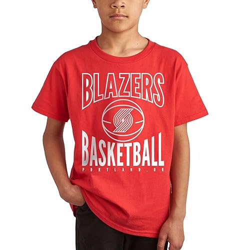 Portland Trail Blazers NBA Team Basketball - Kids Short Sleeve Fan T-Shirt for Boys and Girls Red