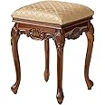 Design Toscano Madame Bouvier Makeup Chair Vanity Stool Bedroom Bench, Walnut