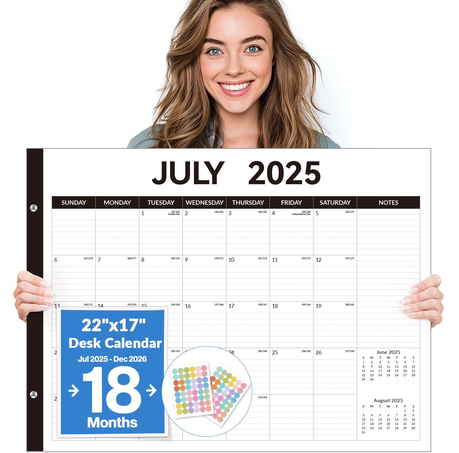 Photo 1 of Forvencer 22" x 17" Desk Calendar 2025-2026, 18 Months Calendar Runs from July 2025 to December 2026, Large Desktop/Wall Monthly Planner with Notes for Home School Office