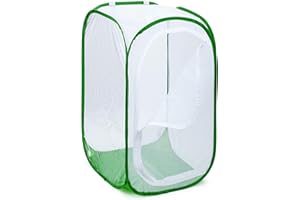 RESTCLOUD 4 Feet Extra Large Monarch Butterfly Habitat, Giant Collapsible Insect Mesh Cage Terrarium Pop-up (White + Green, 28 x 28 x 48 Inches)