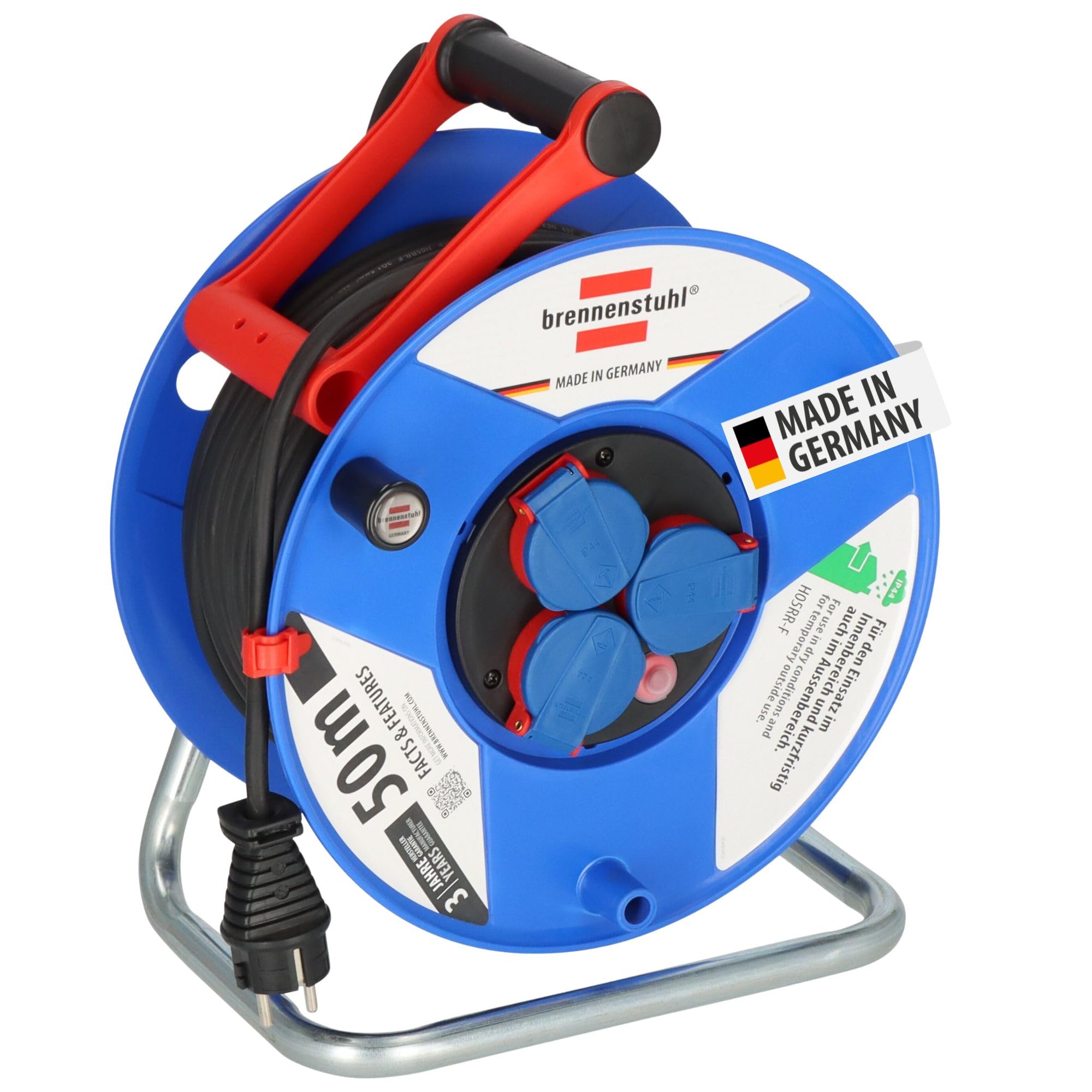 Kabeltrommel Iso.50m Gum. m.4f.Steckdose.