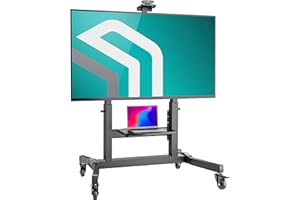 ONKRON Mobile TV Stand for 50-100 Inch TVs up to 265 lbs, Height Adjustable TV Portable Stand with +5/-5° Tilt, max VESA 1000x600, Heavy Duty TV Cart Rolling TV Stand on Wheels Black