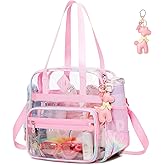 PIG PIG GIRL Clear Tote Bag - 12x6x12 See Through Stadium Event Bag for Women