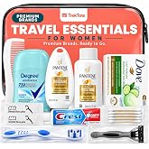 Travel Essentials Kit For Women Includes Name Brand Travel Size Toiletries | Travel Size Shampoo And Conditioner, Bar Soap, Toothpaste, Deodorant And Accessories. Premium Reusable Travel Toiletry Bag,