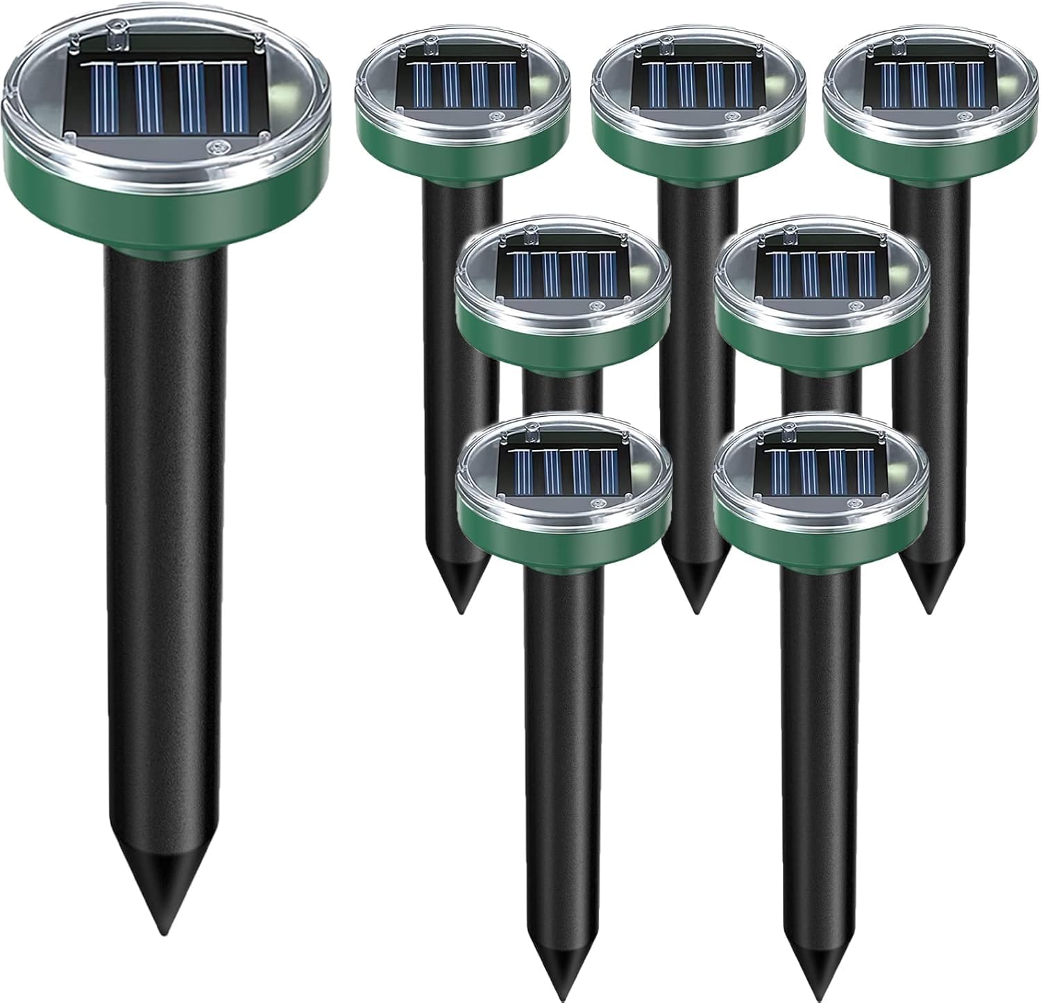 Photo 1 of 8 Pack Snake Repellent, Mole Repellent Solar Powered Ultrasonic, Gopher Repeller Sonic Mole Deterrent Spikes, Snake Gopher Vole Repellent Outdoor for Lawn Garden & Yard-Green