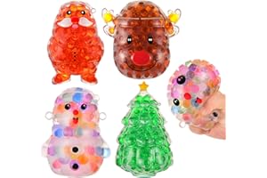GQYAYQG Christmas Squishy Stress Balls Toys,Snowman Santa Claus Christmas Tree elk Sensory Stress Balls Fidget Toys with Water Beads Inside to Stress Reliever,Great for Kid Party Christmas Sock Fillers