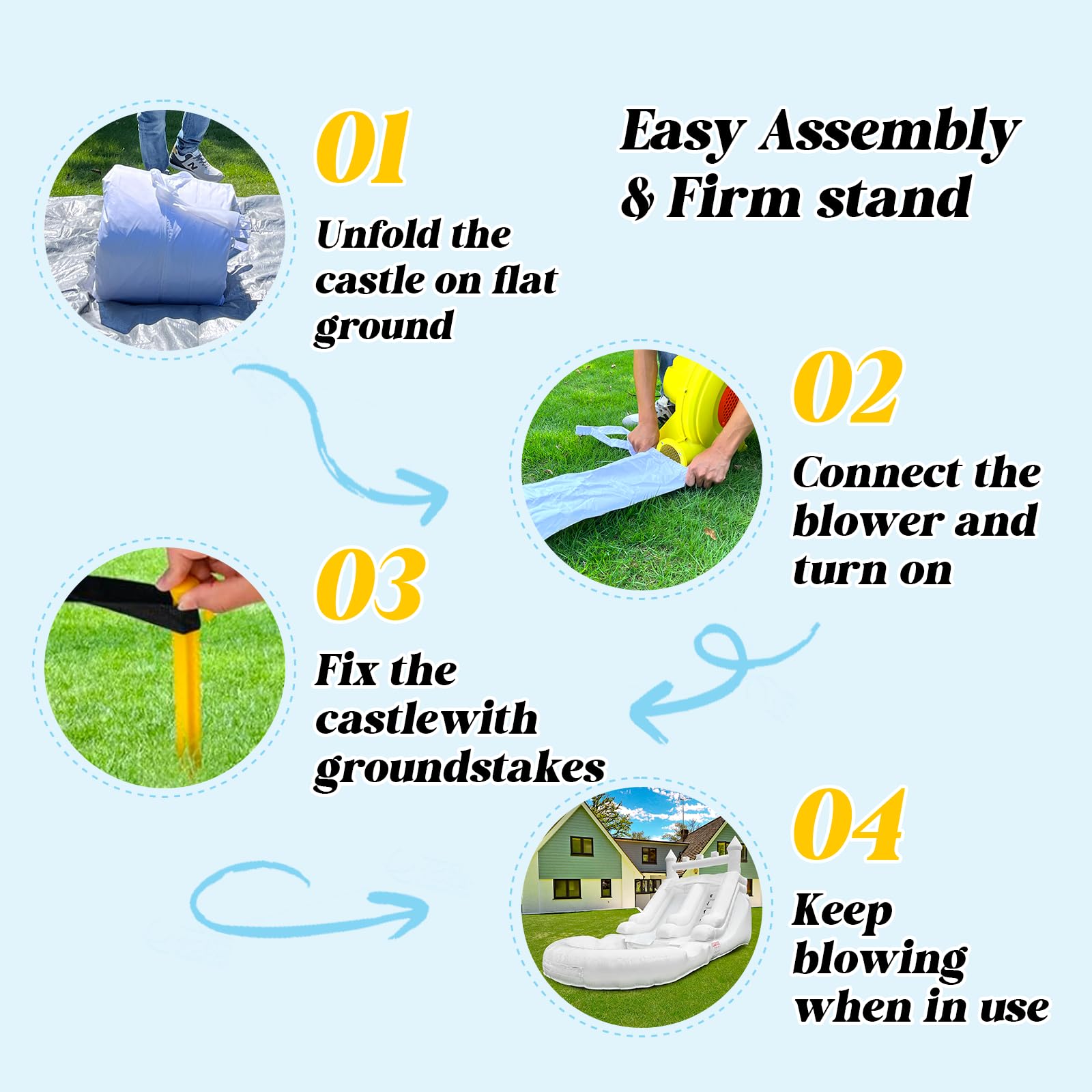 Commercial Grade Water Slide 21'x9'x12' Inflatable with Pool for Kids and Adults (with Blower Include), Wet Dry Use, Summer Splash Fun (White Water Slide, Commercial PVC)