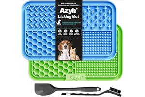 Azyh Licking Mat for Dogs & Cats 2 Pack, Slow Feeder Lick Pat for Large Dogs and Puppies, Anxiety Relief Dog Toys Feeding Mat for Butter Yogurt Peanut, Pets Bathing Grooming Training Mat (9.9'' × 6'')