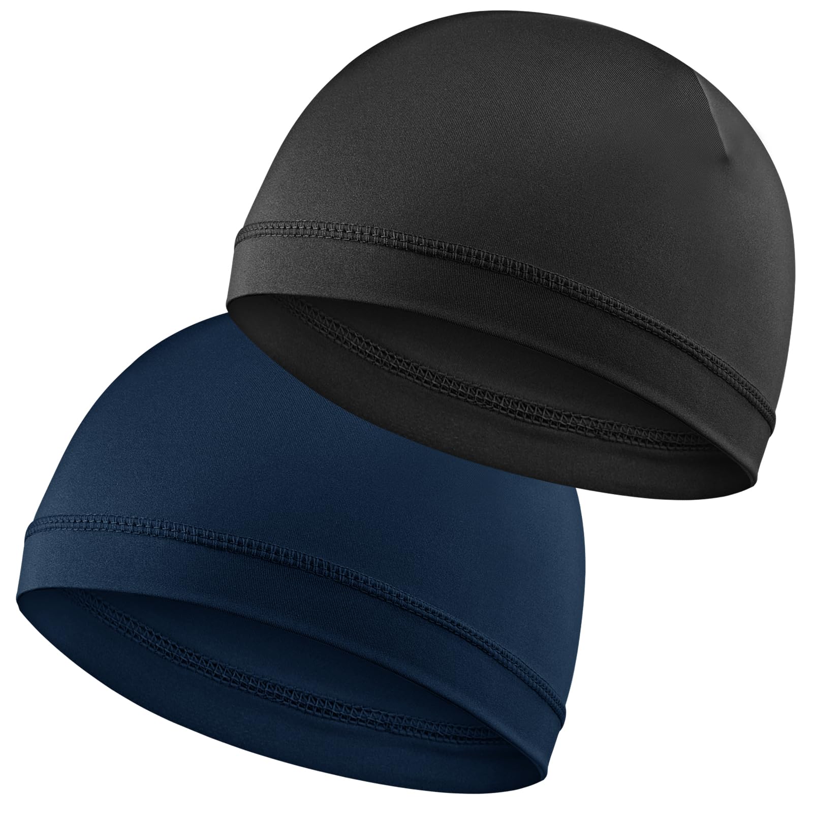 Photo 1 of * only comes with the navy blue one *
COMNICO 2 Pcs Men Skull Caps Beanie Multifunctional Sleep Hats Breathable Headwear Sweat Absorbent Liner Cap for Men Women (Black+Navy Blue)