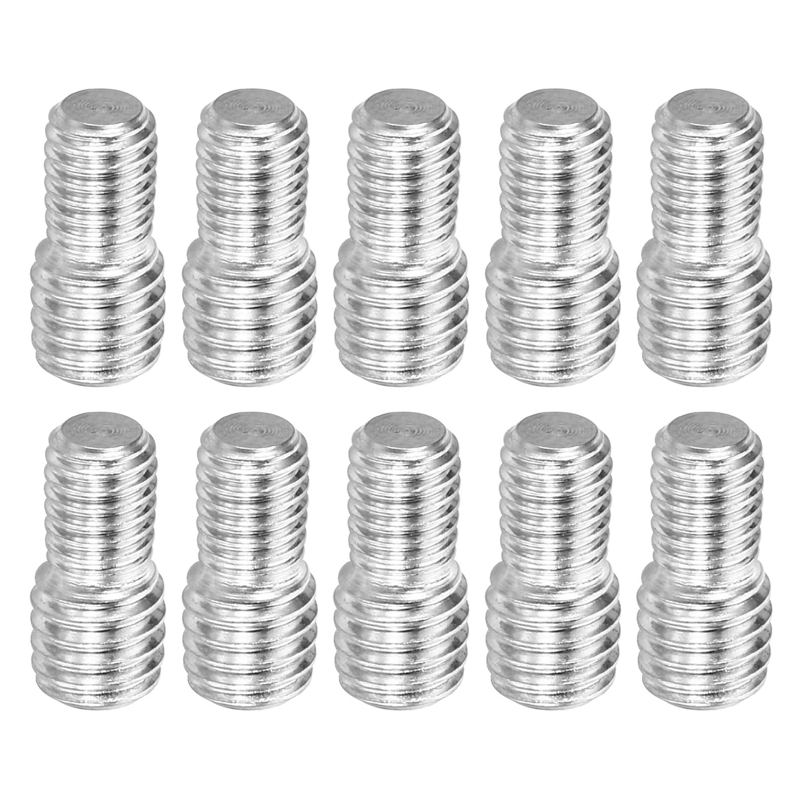 PATIKIL M5x6mm to M6x6mm Double End Threaded Stud Screw Bolt, 10 Pack 304 Stainless Steel Rod Bolts Thread Reducer Adapter for Furniture Fastener, Hardware Connectors