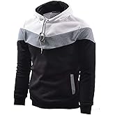 MOONCOLOUR Men's Fashion Novelty Color Block Hoodies Long Sleeve Fleece Hooded Pullover Sweatshirts with Pockets