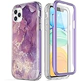 Esdot Compatible with iPhone 12 Pro Max Case with Built-in Screen Protector,with Fashionable Designs for Women Girls,Protective Phone Case for Apple iPhone 12 Pro Max 6.7" Glitter Purple Marble