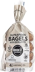 Queen St. Bakery Everything Superfood Bagels – Vegan, Protein & Fibre, Gluten-Free, Allergen Free Bagels – 4 Count