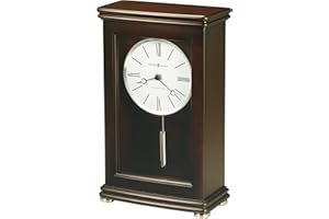 Howard Miller Lenox Mantel Clock – Modern Wooden Mantel Clock w/Chimes, Elegant Home Decor, Quartz Movement, Black Roman Numerals, Battery Operated, Wood Finish, Home, Living Room and Office Accent