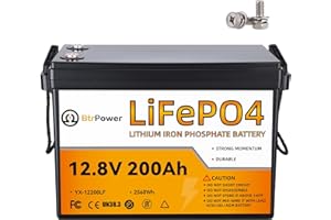 BTRPOWER 12V 200AH Lithium Battery,5000+ Deep Cycle LiFePO4 Battery with Built-in 100A BMS fit for Home Storage,Trolling Motor,RV,Off-Grid System,Solar Power System,Marine (12V 200AH)