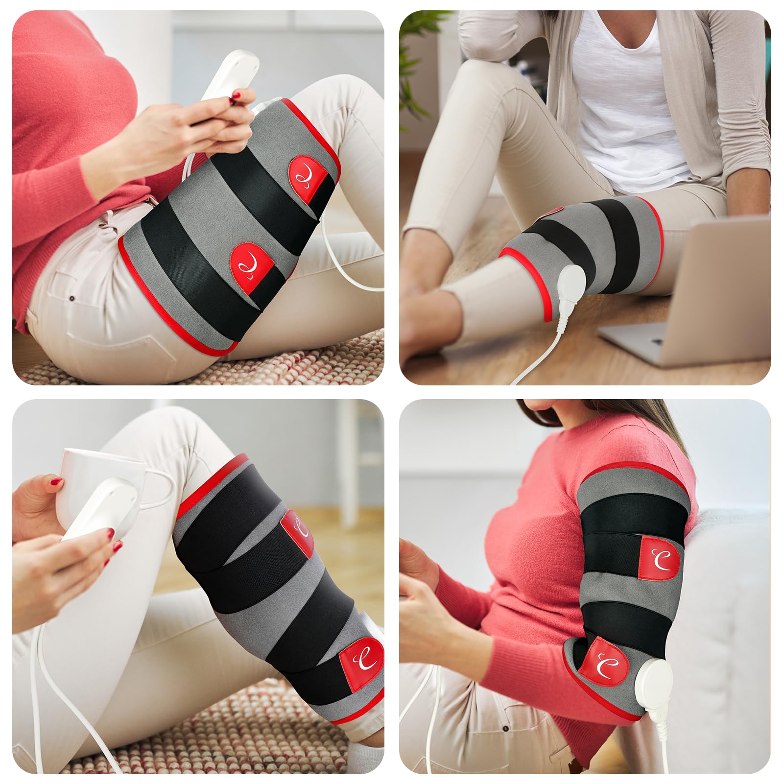Comfytemp Heating Pad for Leg Pain & Cramps Relief, Wearable Knee Heating Pads for Knee Pain, Wrap Around Heating Pad for Shin Splint/Calf/Arm, Birthday Gifts for Mom Women (S/M)