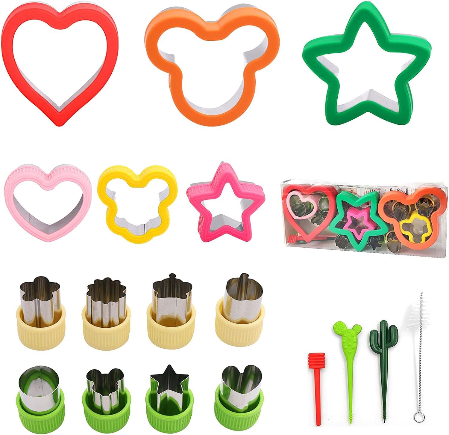 Photo 1 of Sandwich Cutter for Kids - 18 Pcs Stainless Steel Cookie Cutter Set Large Mickey Mouse Heart Star Shapes and Small Vegetable Fruit Cutters for Lunch