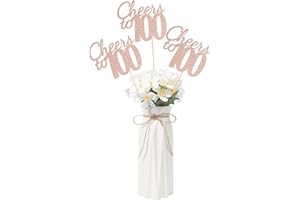 Gexolenu Cheers to 100, 10 Pack Double-Sided Rose Gold Glitter 100th Birthday Centerpieces for Tables, Number 100 Birthday Table Toppers Party Centerpiece Sticks Party Supplies