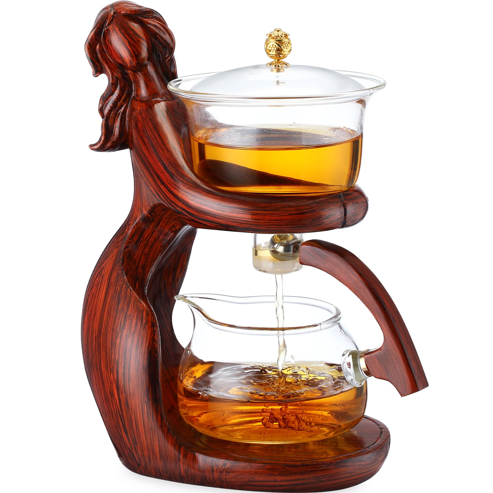 Photo 1 of Nuogo Semi Automatic Glass Teapot Set Tea Maker with Infuser Lazy Magnetic Semi Automatic Kungfu Tea Set with 6 Small Cups