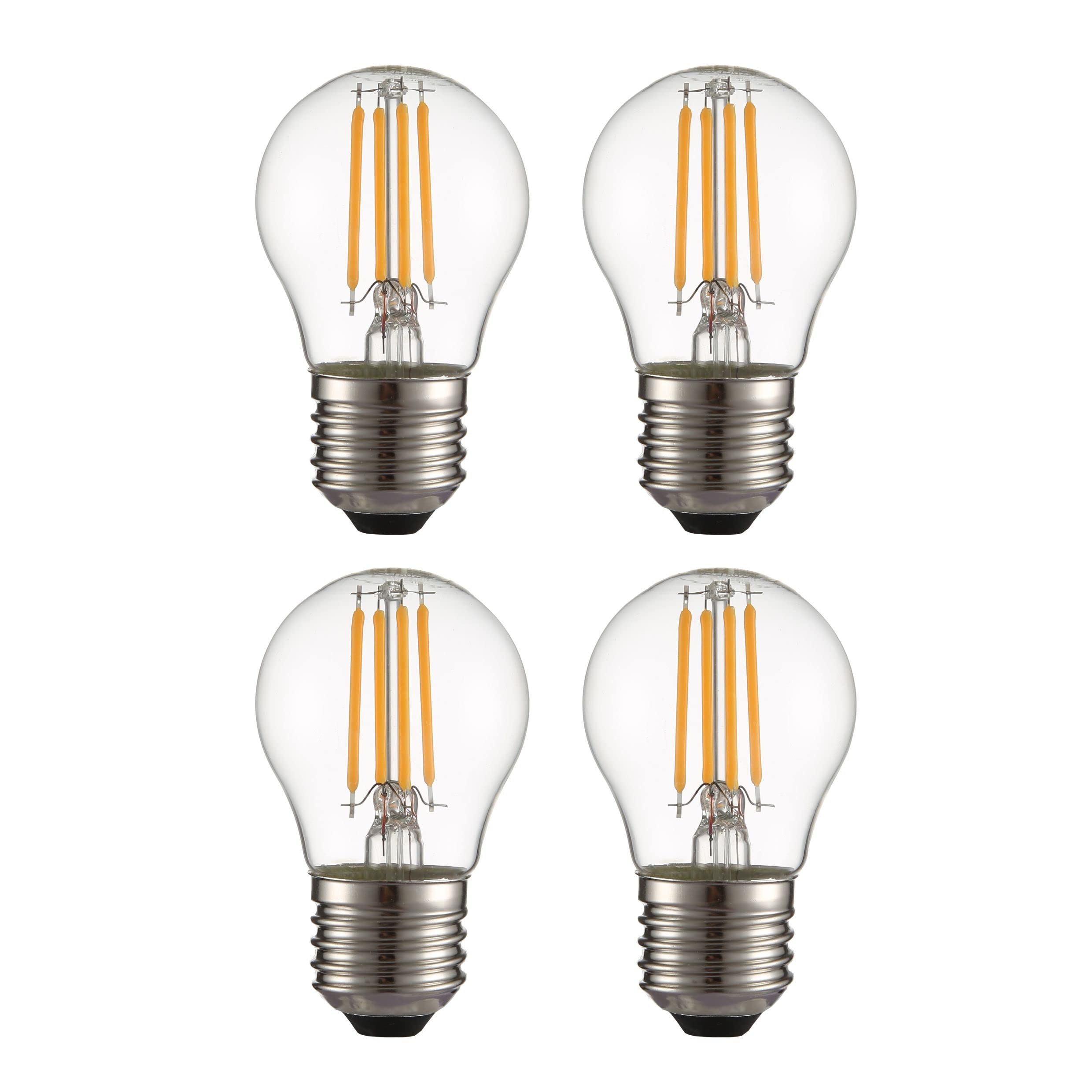 TEKLED® G45 Filament Vintage DIMMABLE LED Bulbs | E27 Edison Screw | Energy Saving 4W Light Bulb 40W Equivalent | Clear 2700K 470LM | 4-Pack | Warm White