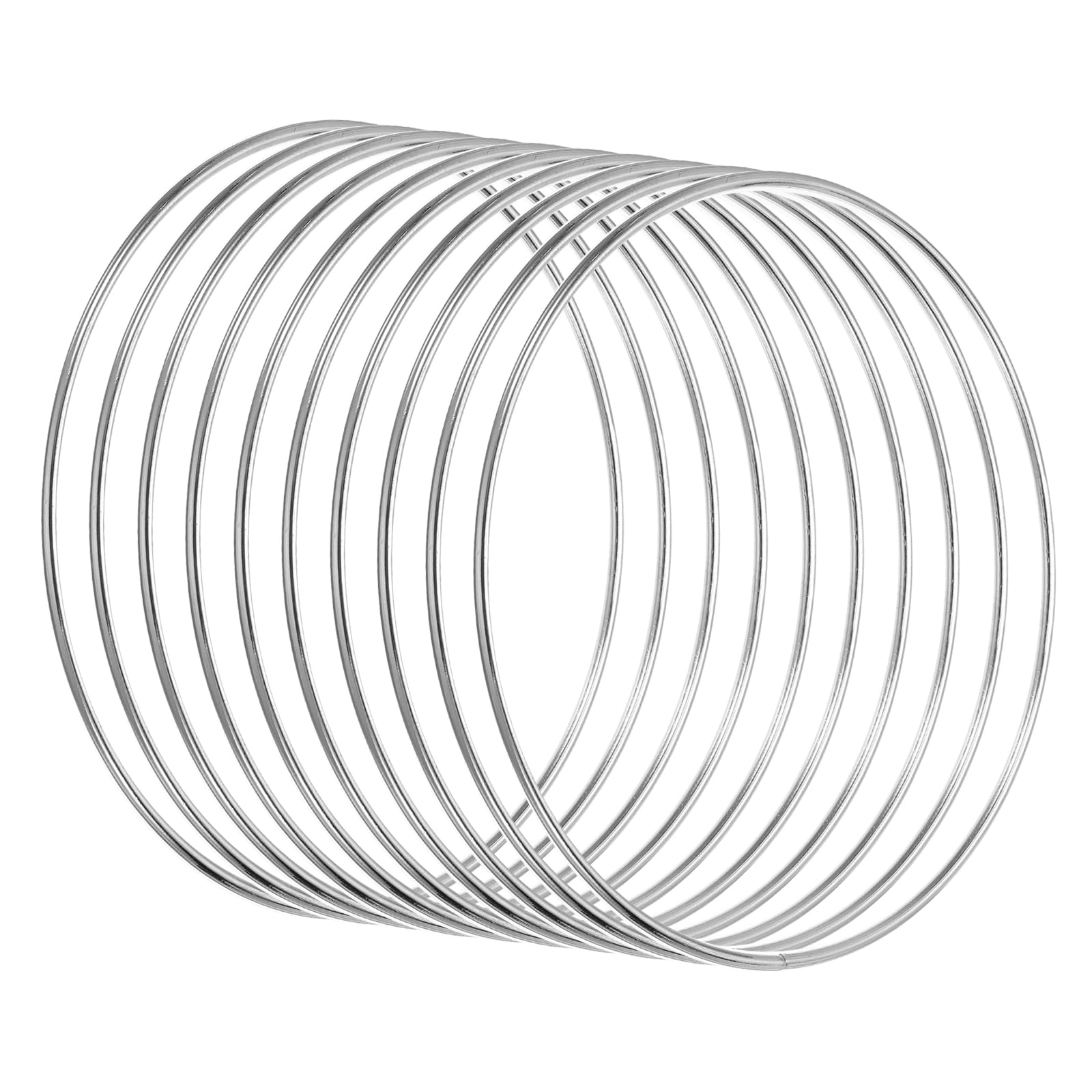 PATIKIL 5.5 Inch Dream Catcher Rings, 10 Pcs Metal Macrame Wreath Floral Round Ring Hoop for Home Car DIY Craft Wedding Wall Hanging Decorations, Silver