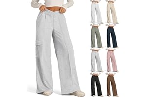 GUMIPY Women Wide Leg Sweatpants Cross High Waisted Cargo Pants Baggy Casual Joggers with Pockets Trendy Palazzo Pants