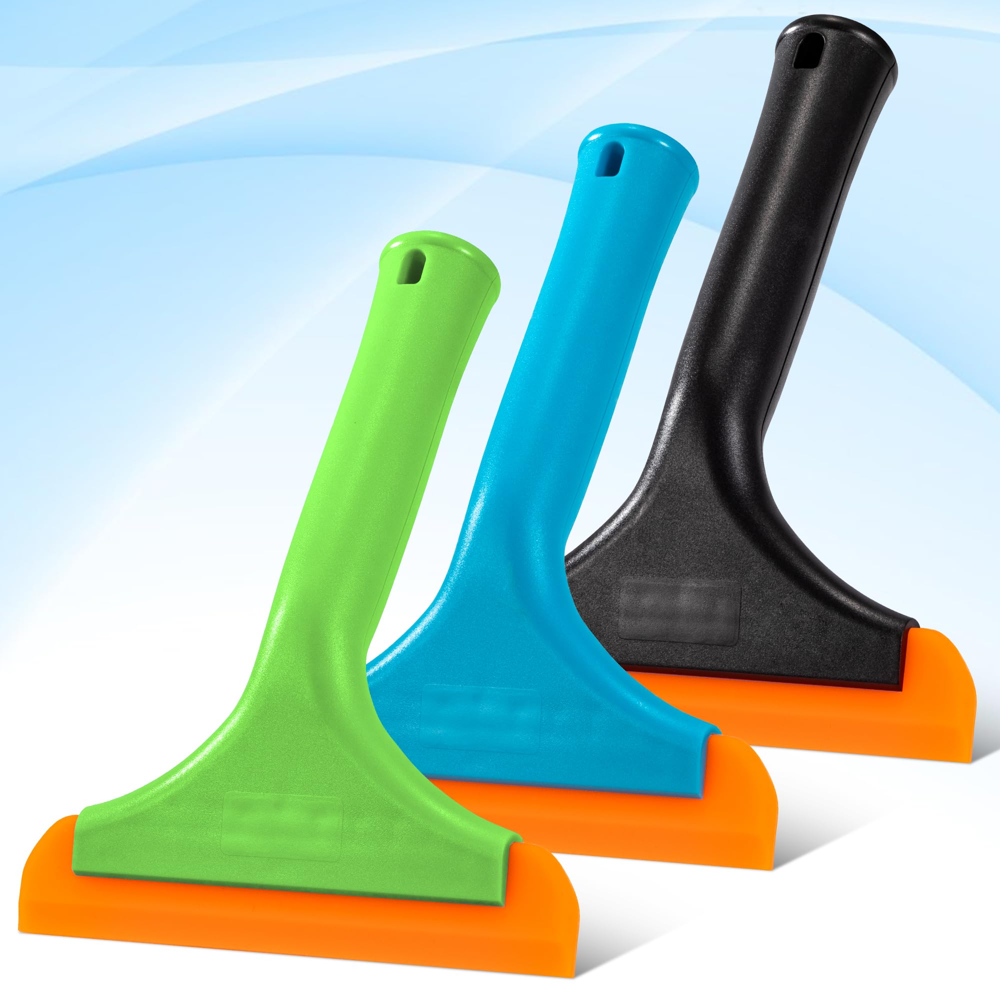 Heveer Silicone Window Squeegee Small Windscreen Squeegee Car Non-Slip Shower Squeegee Small for Window Cleaner Bathroom Cleaning Mirror Glass Pack of 3