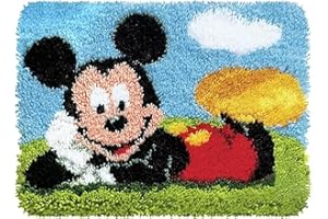 ROCKY&CHAO Latch Hook Kits for Adults 20x15IN, DIY Latch Hook Rug Kit, Home Carpet Rug Making Kit, Cross Stitch Embroidery Kits Needlework Crafts Rug for Home Decor, Cute Cartoon, 50 X 38 cm