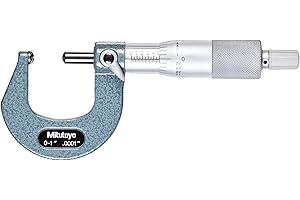 Mitutoyo 115-253, 0 - 1" X .0001" Spherical Anvil and Spindle Micrometer, Ratchet, Blue