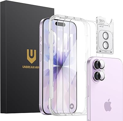 UNBREAKcable Panzerglas Schutzfolie für iPhone 17 (3 Stück) - 3x Displayschutz + 3x Kamera Schutz, 9H Härte, HD Klarheit, Anti-Fingerabdruck, Hüllenfreundlich, 6,3 Zoll