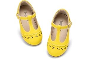 Tegeek Girls Toddler Little Kid Mary Jane Flats T-Strap School Uniform Dress Shoes