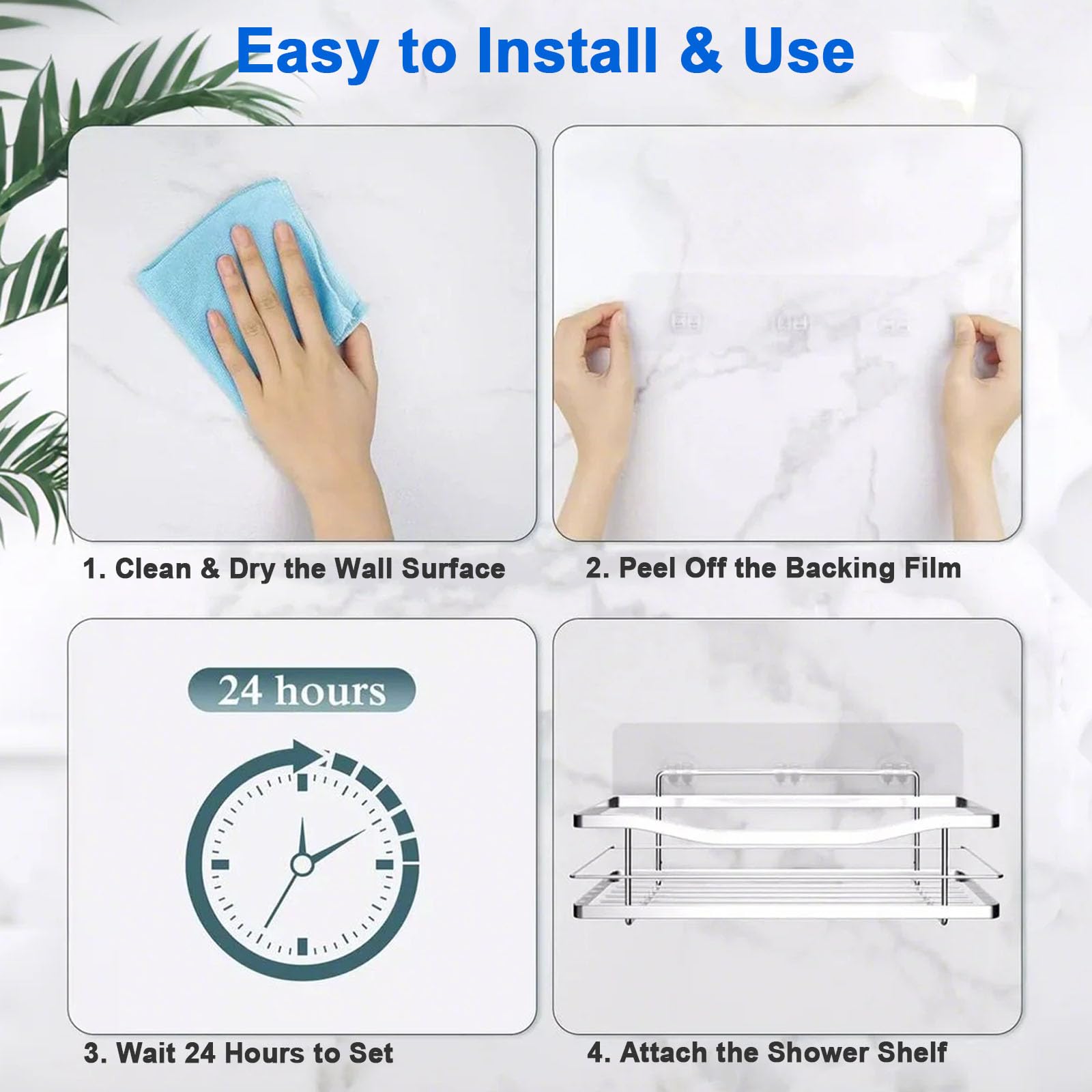 HAOYINEER 4 Packs Shower Caddy Adhesive Replacement, Strong Adhesive Hooks for Shower Caddy Kitchen Racks, No Drilling Transparent