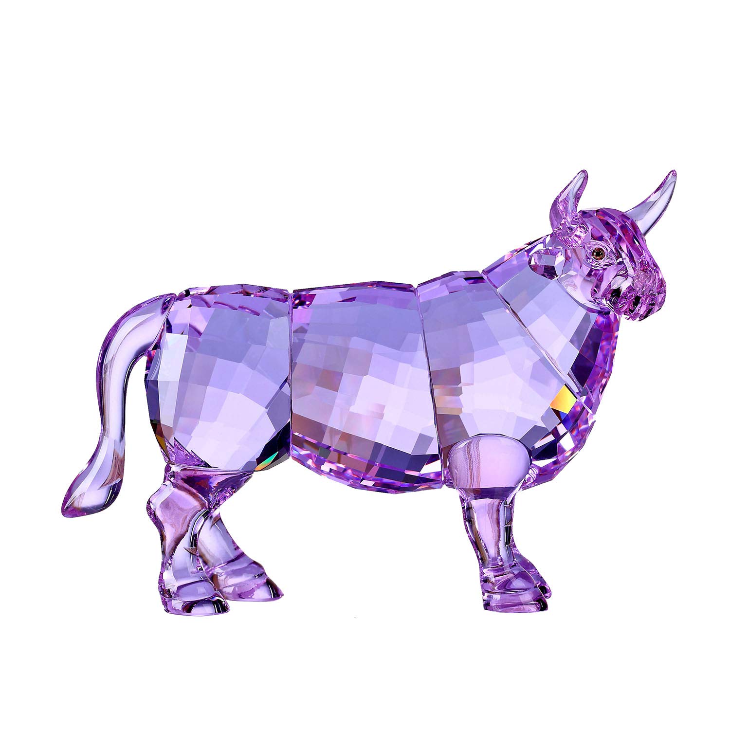 Crystal Bull Ox Cattle New 2021 Home Decorations Figurines Collectibles Animal (Purple)