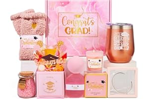 Larchio 2024 Graduation Gifts for Her Congratulations Gifts Basket for Women Girls with Graduation Tumbler, Pop-Up Graduation Cards and Scented Candle Flurry Socks and Bath Comb Soap