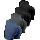 CHRLEISURE Workout Gym Biker Shorts, High Waisted Butt Lifting Scrunch Butt Sports Seamless Shorts Sets 4 Piece