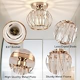 Hudi Fyier Crystal Chandelier Ceiling Light Gold Semi Flush Mount 60W view 4