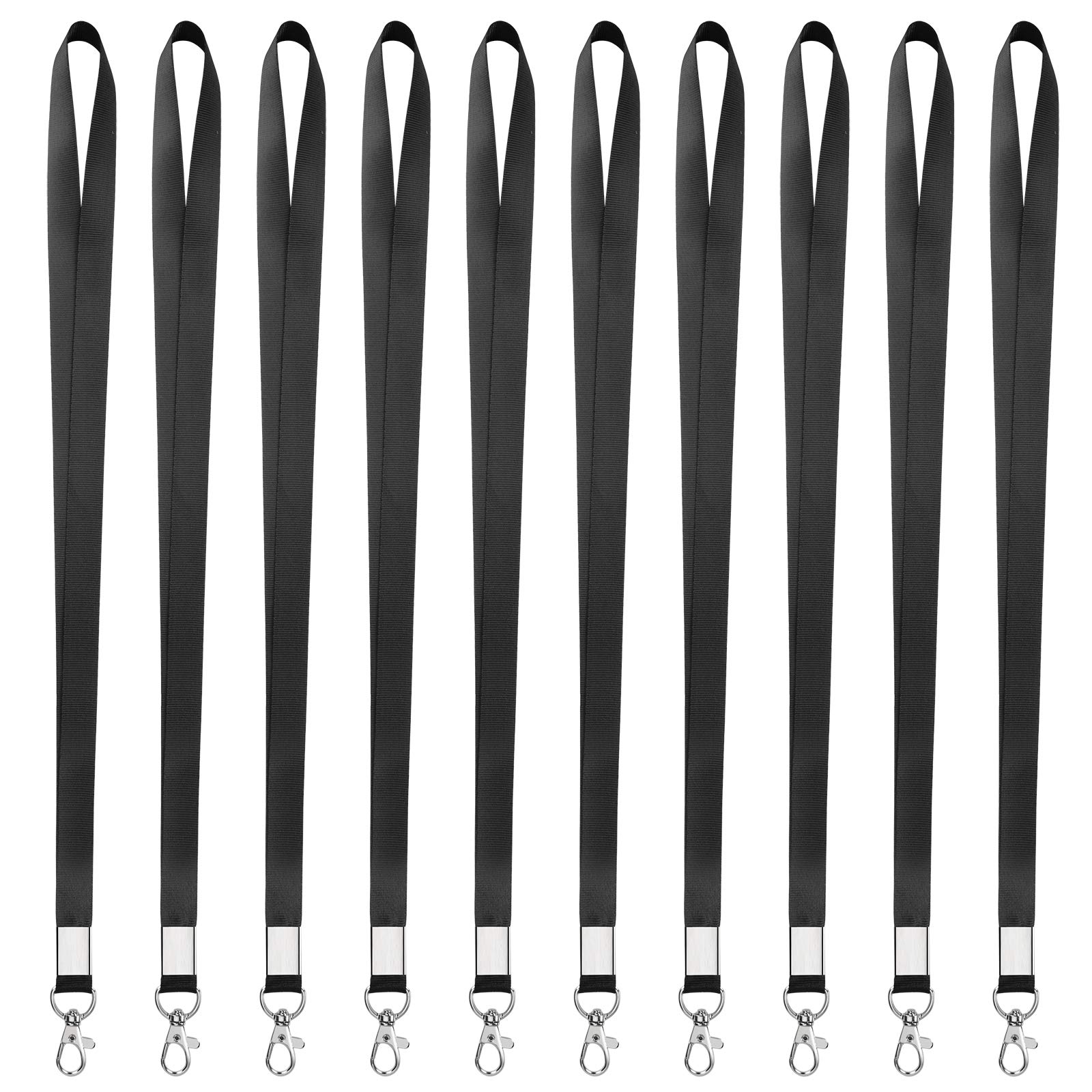 Heveer Black Neck Straps Nylon Lanyards with Swivel Metal Hooks Clips for Key Chain Office ID Badge Name Card Holder Tag 10pcs