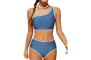 Funnycokid Girls Swimsuit Two Piece Bathing Suit Adjustable Straps Kids Bikini Sets Teens Swimwear 9-16Y