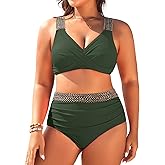 Tempt Me Women Plus Size High Waisted Bikini Set Two Piece Tummy Control Swimsuit