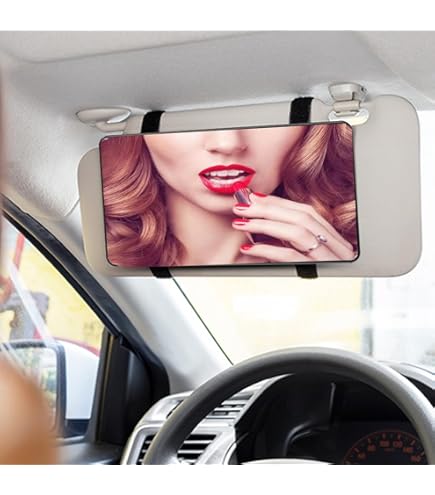 Large Black Clip-On Sun Visor With Vanity Mirror For Car, Truck, Or RV - Universal Fit