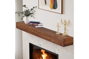GoCampDirect Fireplace Mantle Shelf - 60×8×5Inch Handcrafted Wall Floating Mantel Shelf for Over Fireplace - Rustic Traditional Wooden Fireplace Mantels with Invisible Heavy Duty Wood Bracket