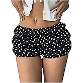 MakeMeChic Women's Polka Dots Ruffle Shorts Y2k Micro Bubble Shorts Bloomers
